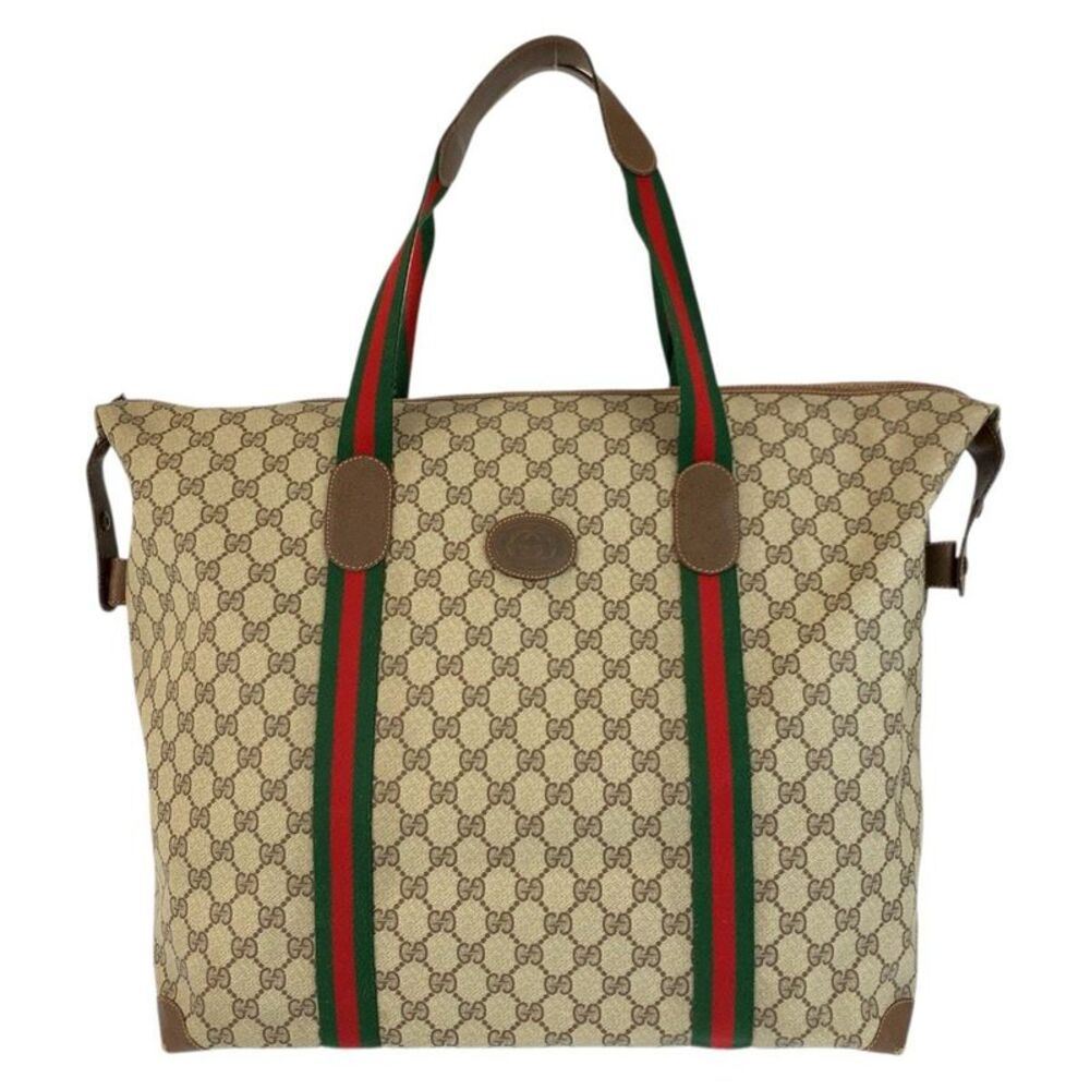 GUCCI Vintage Sherry Line GG Supreme Canvas Boston Bag